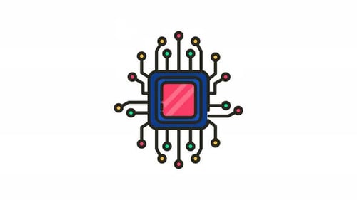 Animated video icon of a modern computer processor chips function. Ideal for technology presentation