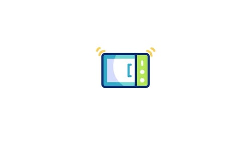 Animated Flat Design Microwave Oven Icon