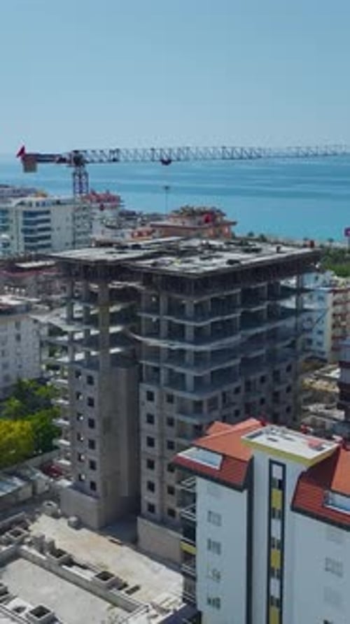 Vertical Video of Elite Villas Facing Bright Mediterranean Sea