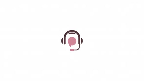 Animated Headphones Icon with Speech Bubble for Customer Support