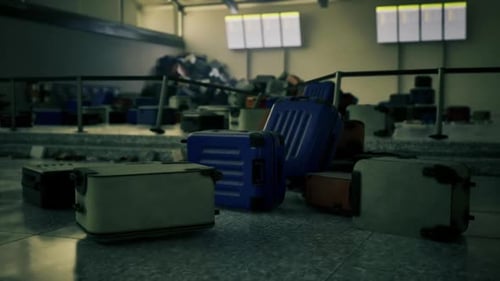 Espace faiblement éclairé avec des boîtes de rangement en plastique vieilli et des objets oubliés