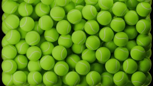 Green Tennis Balls Falling and Filling Screen
