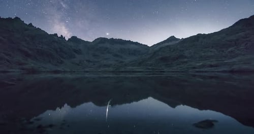 Timelapse of milky way in Laguna Grande de Gredos, Spain. Beautifull nightsky.
