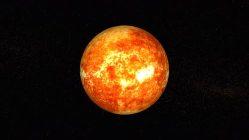Realistic Sun planet Rotates on space or galaxy and stars milky way, Animation of Sun planet. 1163