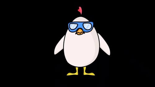 Funny Cartoon Character Hen Looking Around Cool Style Alpha Channel