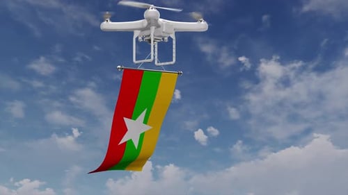 Drohne mit Flagge Myanmars