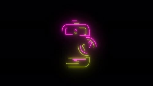 Neon Line Art Animation of Smartphone Battery Charging with Checkmark