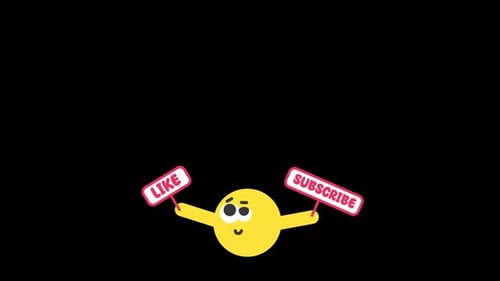 Yellow Emoji Holding Like And Subscribe Placards On Alpha Channel