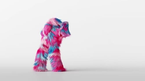 Vibrant Fluffy Abstract Character Dance Loop Animation