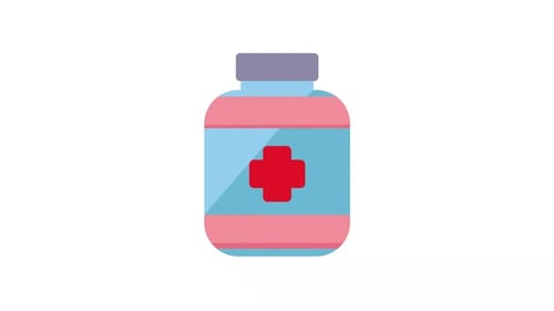 Flat Design Medicine Bottle Health Icon Reveal