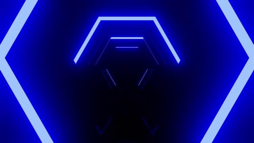 Hexagon Sky Blue Tunnel Vj Loop Background