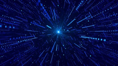 Digital Dark Blue Landscape Particle Wave and Communication or Social Media Data Network Connections