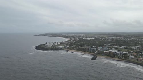 Panoramic View Over Bargara Beach, Bundaberg, Queensland, Australia - aerial drone shot