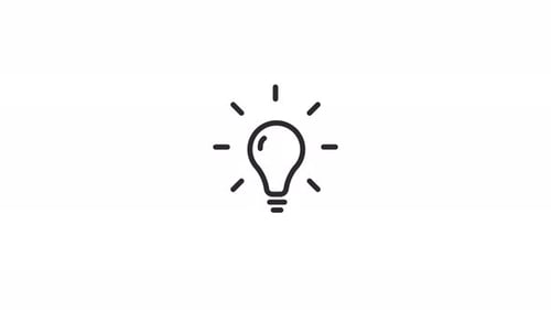 Lightbulb outline animation, isolated on white background