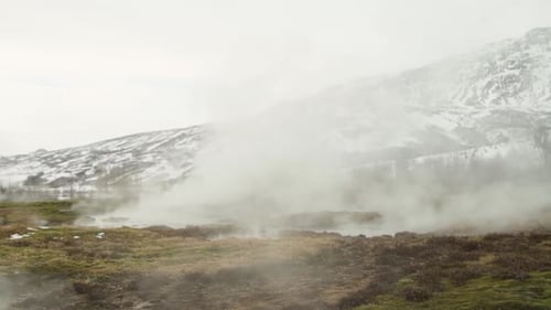 Hot Geothermal Hot Springs and Geyser with Steam Iceland