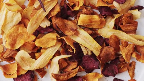 Crispy Baked Vegetable Chips Snack Food Overhead