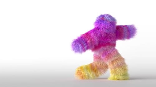 Vibrant Fluffy Creature Dancing Animation with Alpha Channel