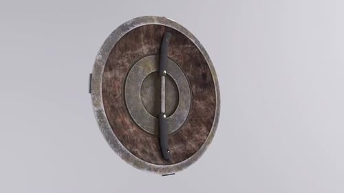 Rotating Medieval Wooden Shield 3D Animation