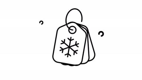 Price tag line animated icon. Motion graphic animation winter themed