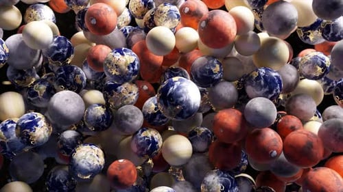 Planetenkörper mit goldenen Venenmustern, die sich durch unendliche Dunkelheit drehen und absteigen