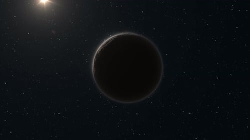 Abstrakter realistischer Weltraumplanet, leuchtende runde Kugel, Video 4k, 60 fps