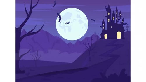 Ilustração animada de casa mal-assombrada