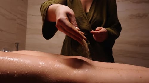 Beauty Treatments In Steam Bath Natural Scrub From Clay And Salt For Skin Exfoliating Closeup View