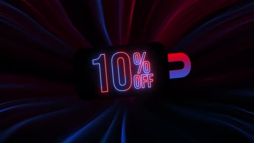 Neon 10 Percent Off Discount Sale Promotion Animation
