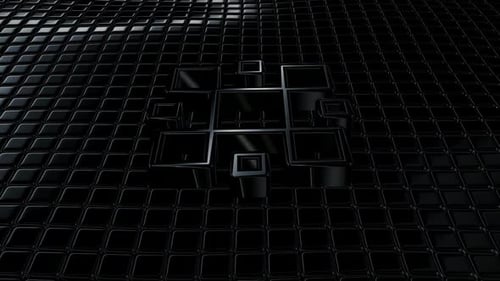 Luxury Background with Floating Black Cubes, Shape, Reflection, 3D Render, Exclusive