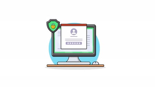 Flat Design Computer Login Security Animation