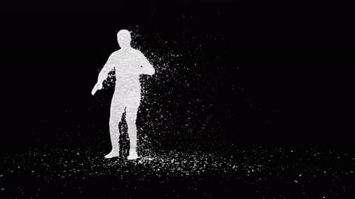 Abstract Particle Human Silhouette Dissolve and Reappear