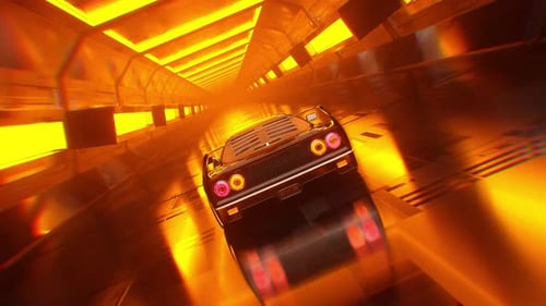 Video Game Car On Tunnel