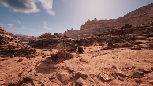 Rough Stone Pinnacles Scatter Across Empty Barren Desert Landscape Evoke Mood