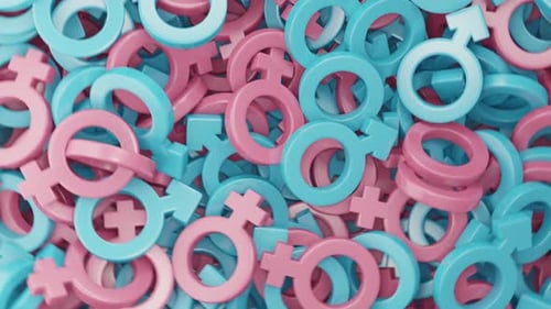 Vibrant 3D Gender Symbols Falling Background