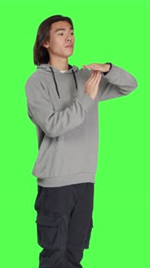 Side View of Person Does Timeout Gesture with Hands