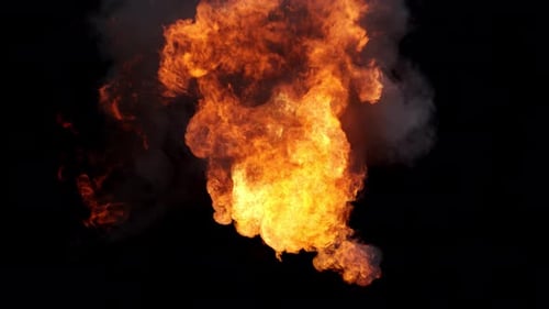 Intense Fiery Burst with Realistic Smoke and Flames