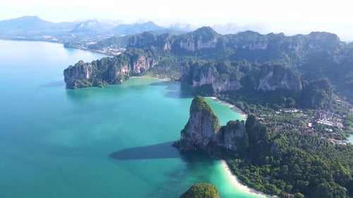 Breathtaking Views of Krabis Stunning Coastline and Lush Green Cliffs of Railay Beach