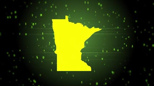 Digital State Map Reveal with Futuristic Binary Code