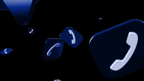 Social Media Call Icons Blue 3d Animated