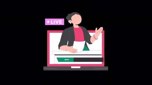 Flat Design Live News Reporter Broadcast Animation