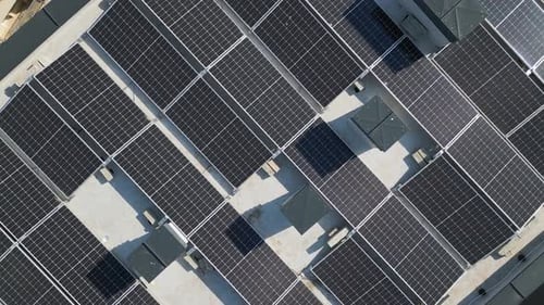 Solar Panels on the Roof of a Office or Residential Building