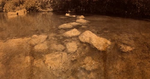Running water in slowmotion. Special effect Aged paper.