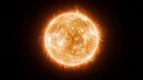 Cinematic Journey Into a Burning Sun Transitioning to a Bright Nebula