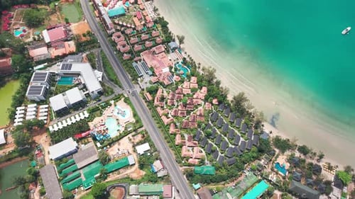 Coastal Resort and Turquoise Ocean Meeting Sandy Beach