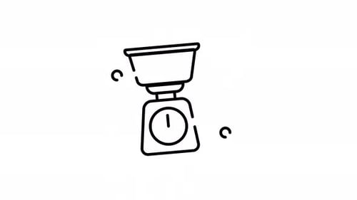 Laundry scale line icon for garment weighing and laundry pricing animation