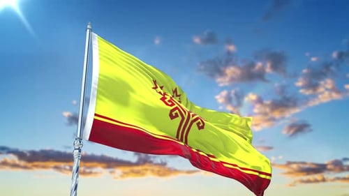 Realistic Waving Flag Animation against a Blue Sky