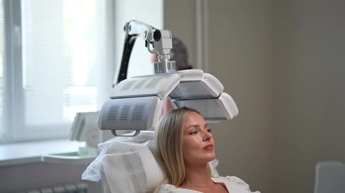 Woman Receiving Skin Treatment in Medical Office