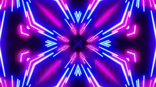 Dynamic neon lights pulse with vibrant energy, creating a futuristic abstract display