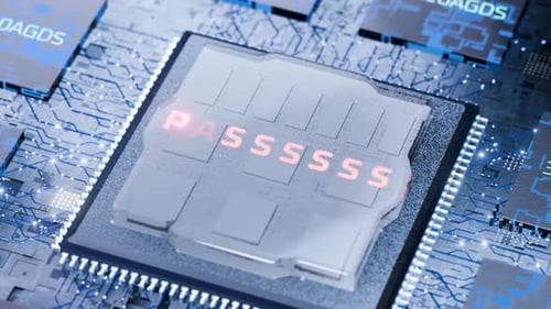 Futuristic Password Reveal on Digital Microchip