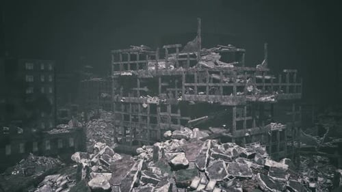 Urban Ruins Showcase the Aftermath of Destruction in a Desolate Landscape